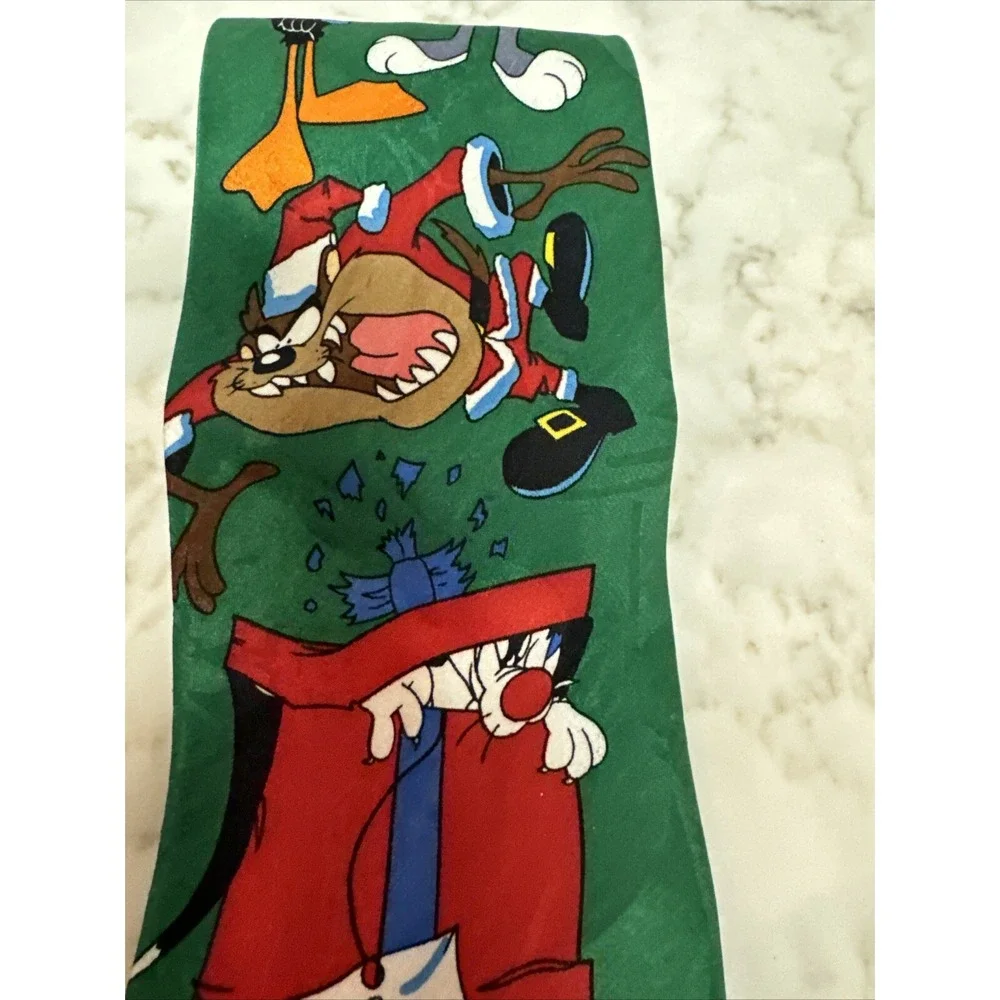 Looney Tunes Christmas‎ tree Necktie vintage 1990s Bugs Bunny Santa tweety 58x4
